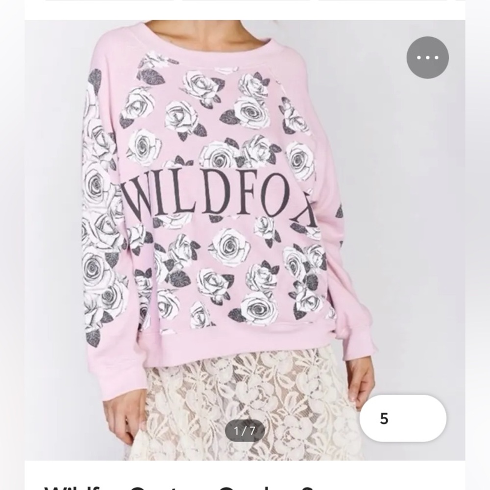 Wildfox Couture Garden Sommers
Pink Roses Crewneck Sweatshirt size XS
